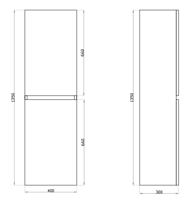 White Oak PVC Vacuum Filmed MDF Board Wall Hung Tall Boy - FIL Kitchen Bathroom