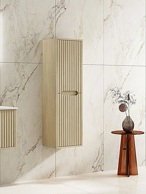 Fluted Rhea Tall Boy - Natural Oak mercioaustralia