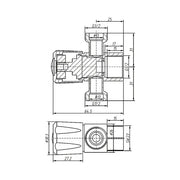 DN15 15x15x15mm 1/4 Turn C/D Three Way Stop Tap Amoza