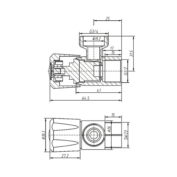 Amoza DN15 1/4 Turn C/D Washing Machine Tap