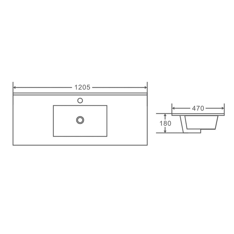 Mercio 1200mm Single Bowl Ceramic Top Vanity Basin mercioaustralia