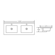 Mercio 1200mm Double Bowl Ceramic Top Vanity Basin mercioaustralia