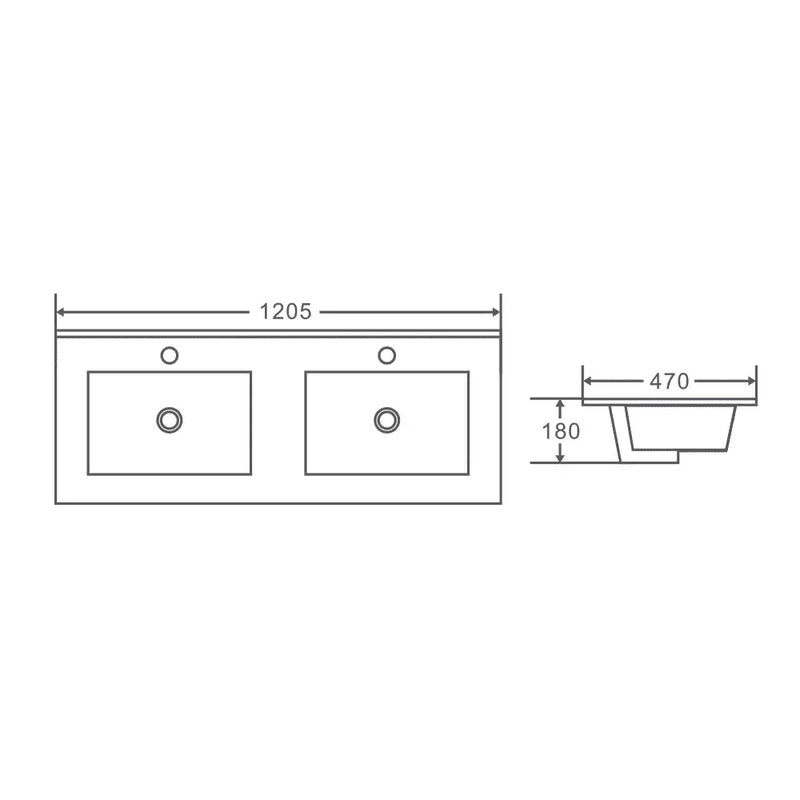 Mercio 1200mm Double Bowl Ceramic Top Vanity Basin mercioaustralia