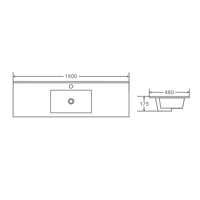 Mercio 1500mm Single Bowl Ceramic Top Vanity Basin mercioaustralia