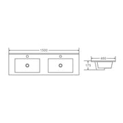 Mercio 1500mm Double Bowl Ceramic Top Vanity Basin mercioaustralia