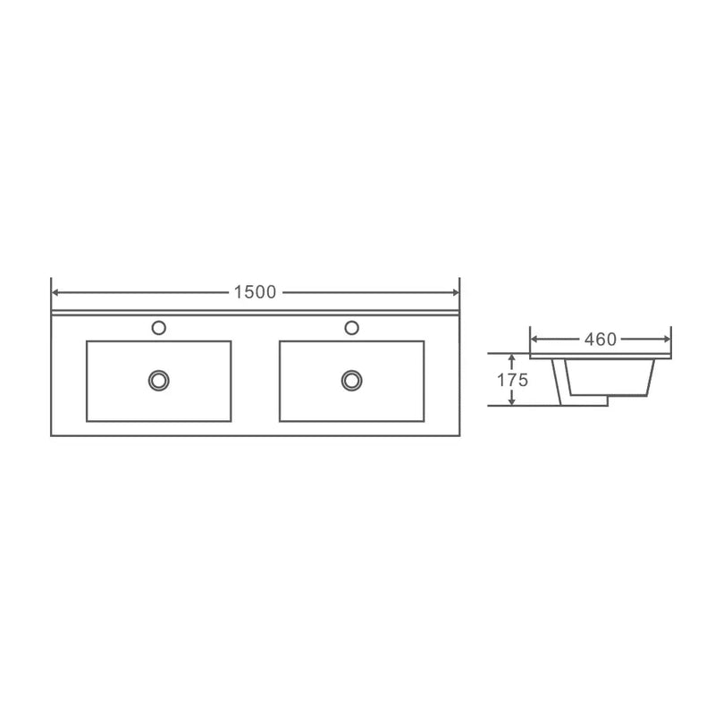 Mercio 1500mm Double Bowl Ceramic Top Vanity Basin mercioaustralia