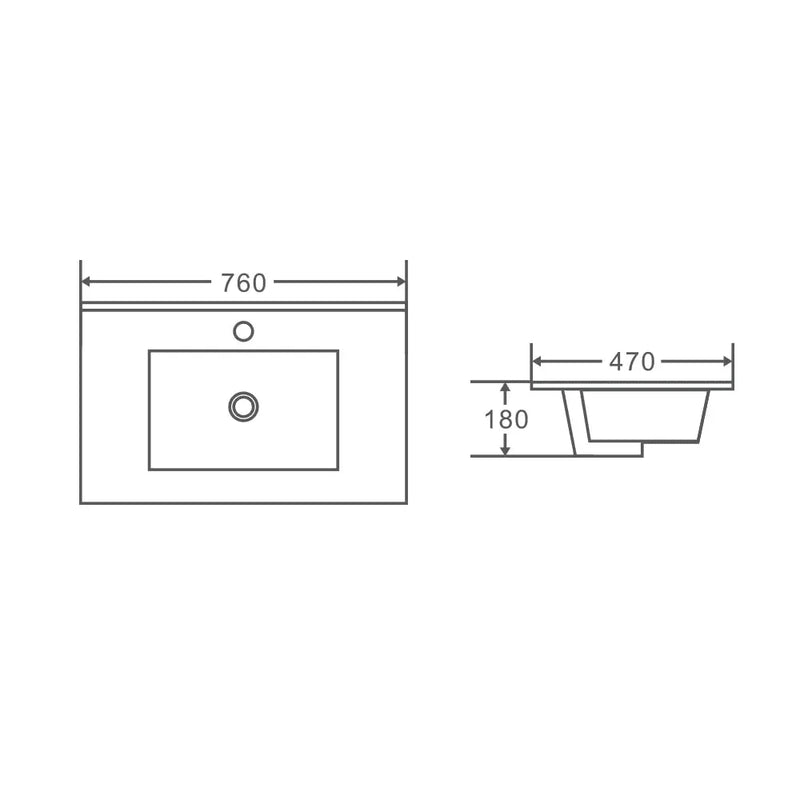 BIANCA 750mm PVC Wall-Hung Vanity (LHD) mercioaustralia