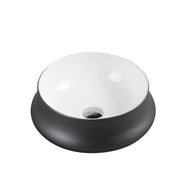 Trier 32 Counter-Top Round Basin - White with Gunmetal Finishing mercioaustralia