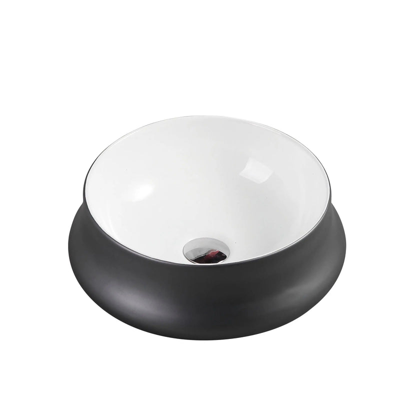 Trier 32 Counter-Top Round Basin - White with Gunmetal Finishing mercioaustralia