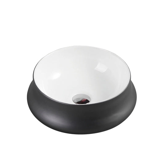 Trier 32 Counter-Top Round Basin - White with Gunmetal Finishing mercioaustralia