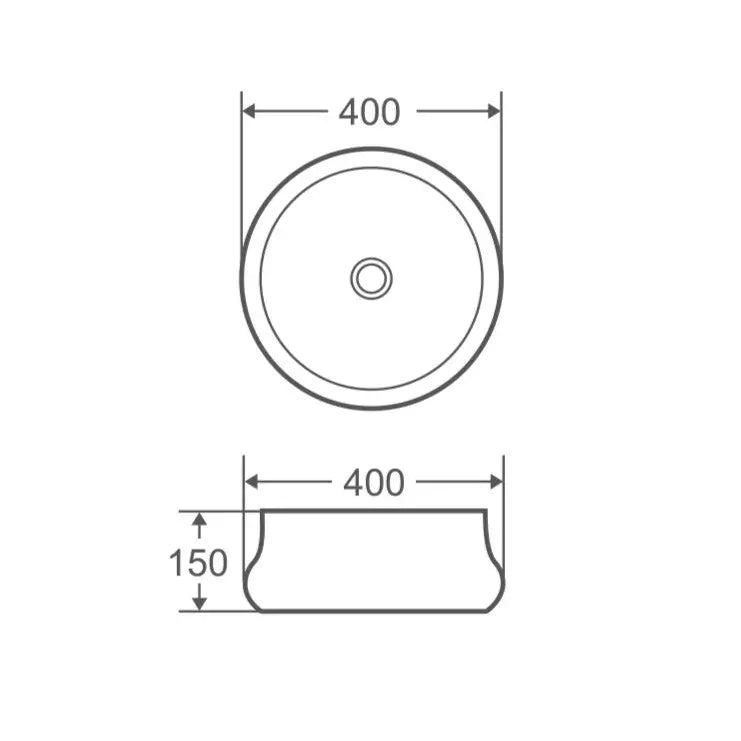 Trier 32 Counter-Top Round Basin - White with Gunmetal Finishing mercioaustralia