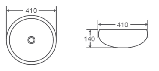 Trier Above Counter Round Basin 410X410X140mm