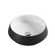 Trier 80 Counter-Top Round Basin - White with Art Matt Black mercioaustralia