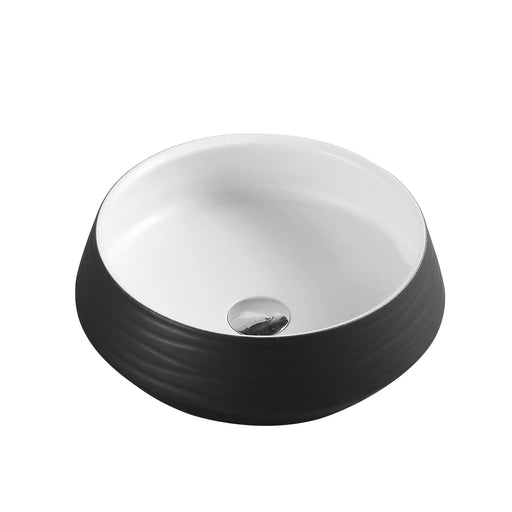Trier 80 Counter-Top Round Basin - White with Art Matt Black mercioaustralia