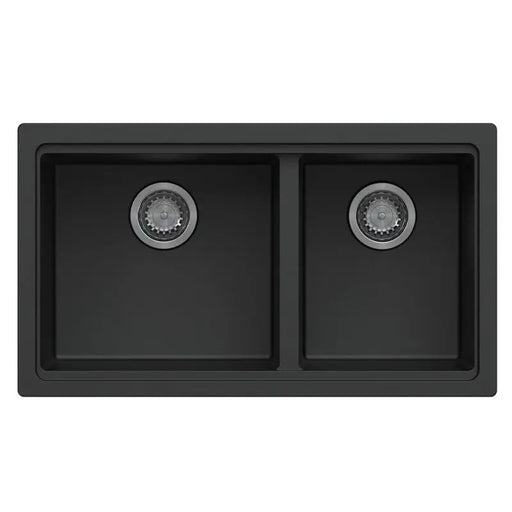 Black Carysil Maples 6040U Granite Double Bowl Stone Kitchen Sink 786*446*200mm(Undermount only) Aquaperla