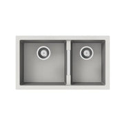 White Carysil Maples 6040U Granite Double Bowl Stone Kitchen Sink 786*446*200mm(Undermount only) Aquaperla