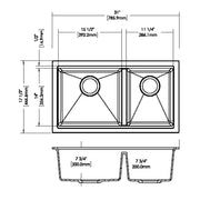 Black Carysil Maples 6040U Granite Double Bowl Stone Kitchen Sink 786*446*200mm(Undermount only) Aquaperla