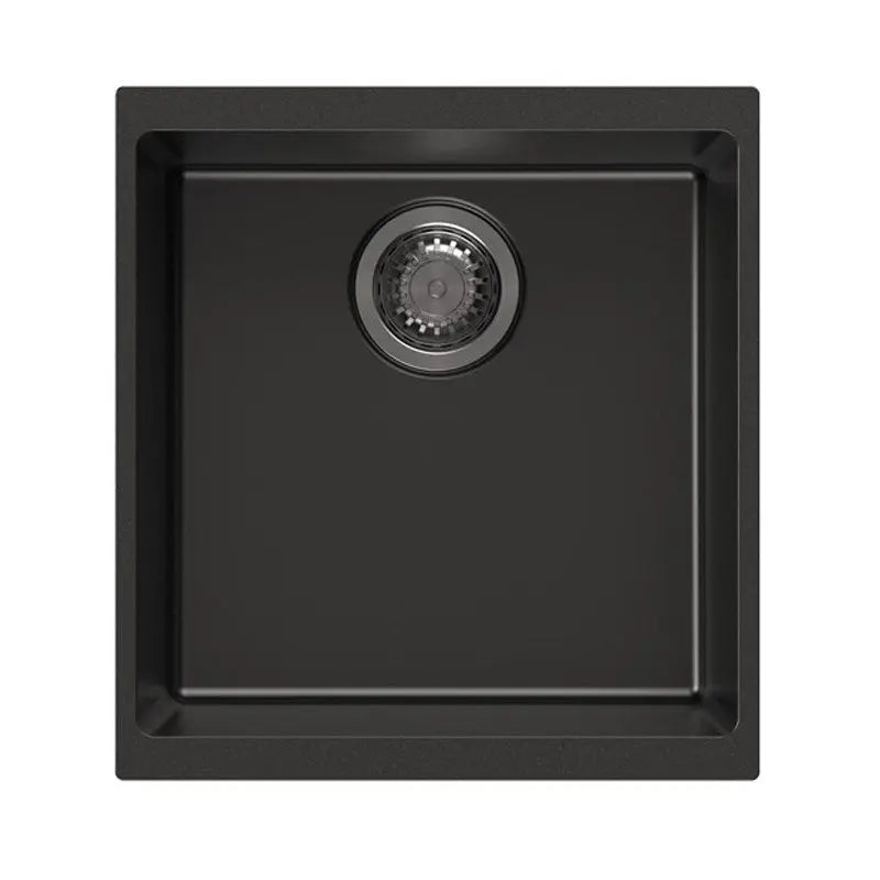 Black Carysil Granite Single Bowl Kitchen Sink 430x460x200mm Aquaperla