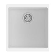 White Carysil Granite Single Bowl Kitchen Sink 430x460x200mm Aquaperla