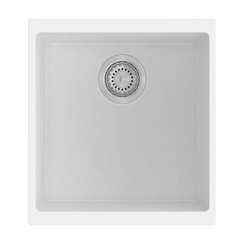 White Carysil Granite Single Bowl Kitchen Sink 430x460x200mm Aquaperla