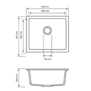 White Carysil Granite Single Bowl Kitchen Sink 533x457mm Aquaperla