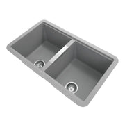 Concrete Grey Carysil Granite Double Bowl Kitchen Sink 824x481x241mm Aquaperla
