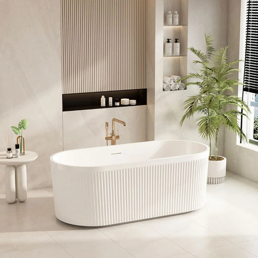 Tyler Freestanding Fluted Bathtub – Gloss White mercioaustralia