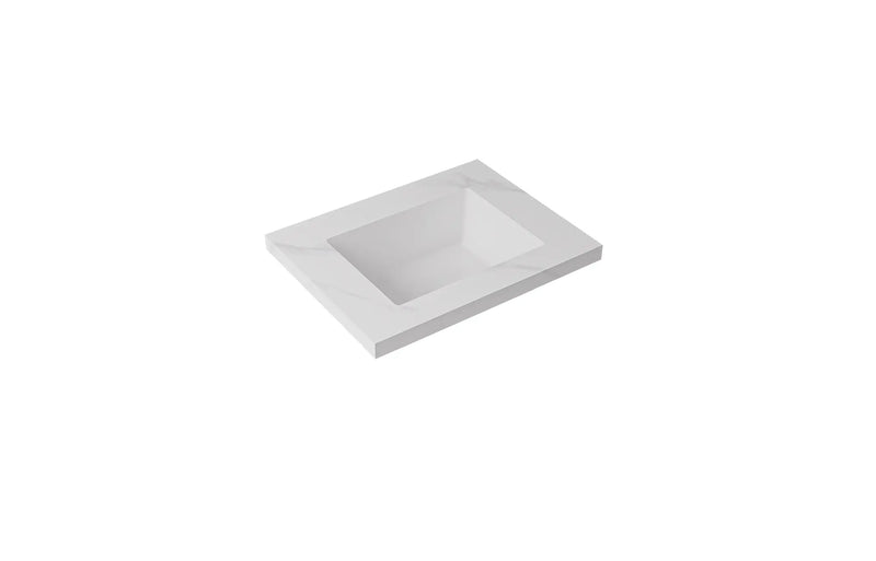 Carrara sintered stone seamless joined with fine ceramic basin LK-UCA