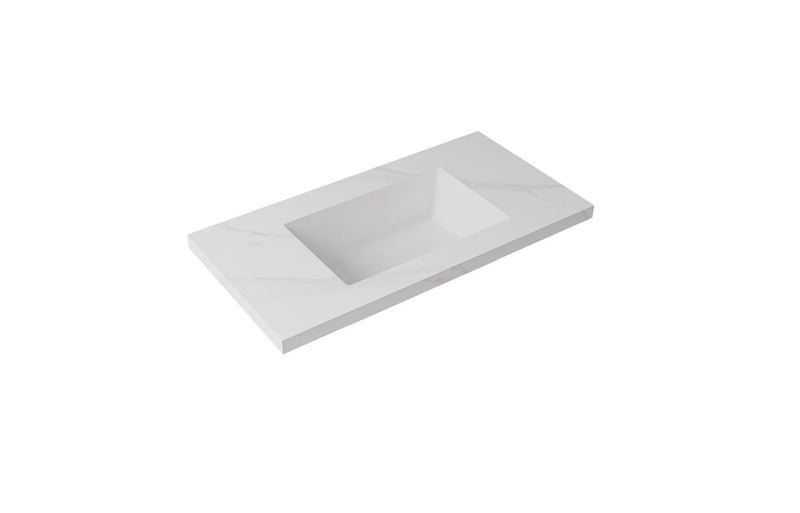 Carrara sintered stone seamless joined with fine ceramic basin LK-UCA
