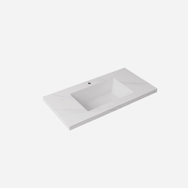 Carrara sintered stone seamless joined with fine ceramic basin LK-UCA