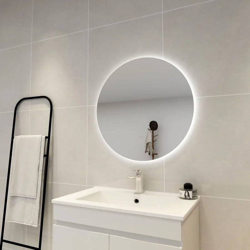 POSEIDON ACRYLIC ROUND BACKLIT LED MIRROR 3 COLOUR LIGHTS 700X700MM - FIL Kitchen Bathroom