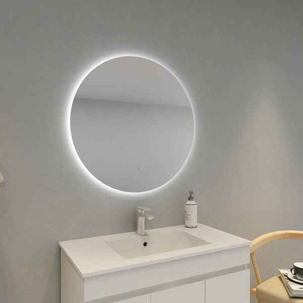 POSEIDON ROUND BACKLIT LED MIRROR 3 COLOUR LIGHTS 800X800MM