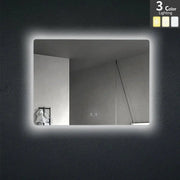 LED MIRROR RECTANGLE CURVED RIM BACKLIT  3 COLOUR LIGHTS 900X750MM FIL Kitchen Bathroom