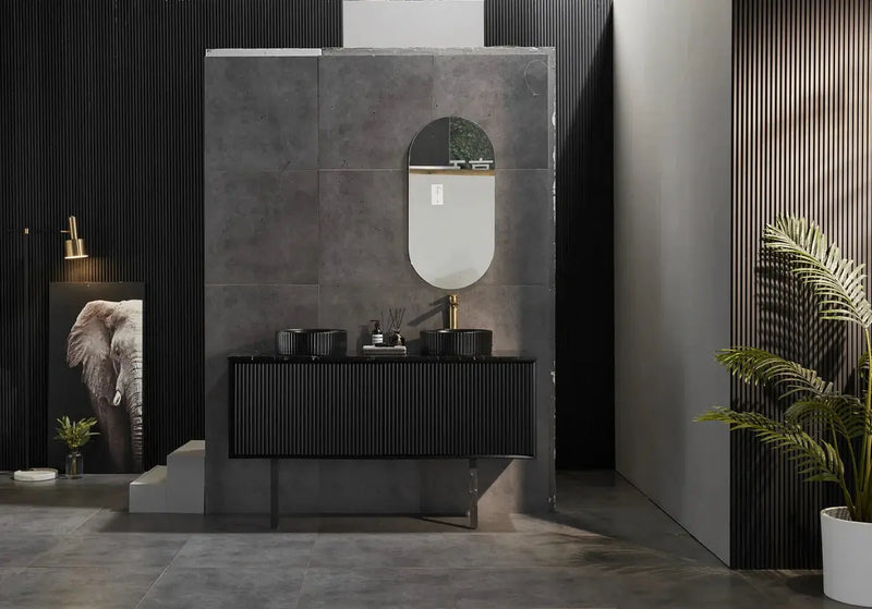 WALL HUNG VANITY PVC MATTE BLACK 1200MM/1500MM (SINGLE BOWL/DOUBLE BOWL)) CETO