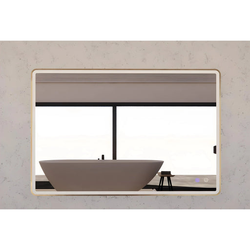 RIVA S4 FRAMED RECTANGLE LED MIRROR 3 COLOUR LIGHTS GOLD 750X900MM - FIL Kitchen Bathroom