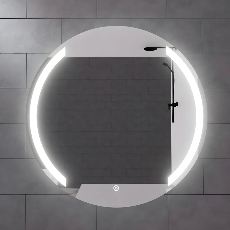 RIVA R1 FRAMELESS FRONTLIT ROUND LED MIRROR 3 COLOUR LIGHTS 600X600MM - FIL Kitchen Bathroom