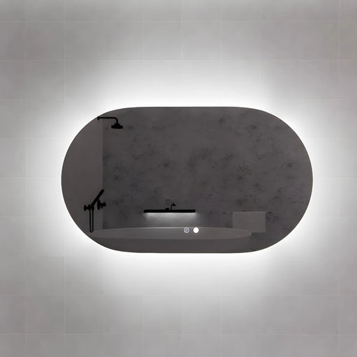 RIVA O2 FRAMELESS BACKLIT OVAL LED MIRROR 3 COLOUR LIGHTS 1200X700MM - FIL Kitchen Bathroom