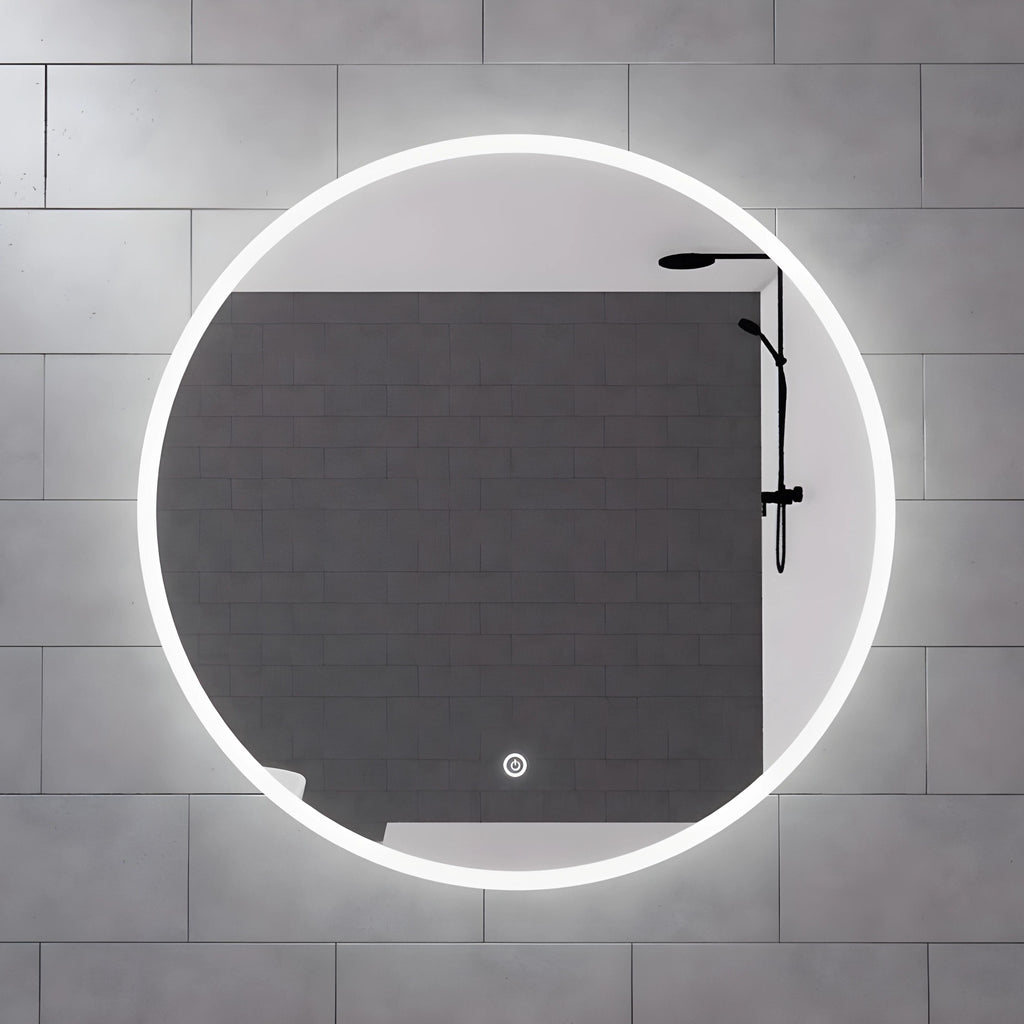 RIVA R2 FRAMELESS FRONTLIT ROUND LED MIRROR 3 COLOUR LIGHTS 600X600MM