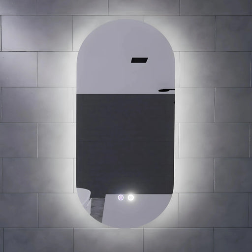 RIVA O2 FRAMELESS BACKLIT OVAL LED MIRROR 3 COLOUR LIGHTS 450X900MM - FIL Kitchen Bathroom