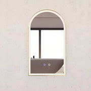 RIVA AR2 FRAMED ARCH LED MIRROR 3 COLOUR LIGHTS GOLD 450X800MM - FIL Kitchen Bathroom