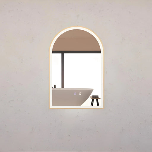 RIVA AR2 FRAMED ARCH LED MIRROR 3 COLOUR LIGHTS GOLD 600X900MM - FIL Kitchen Bathroom