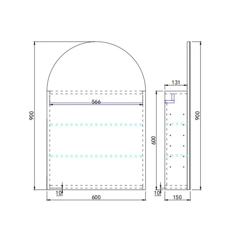 OLIVIA LED MIRROR SHAVING CABINET MATTE BLACK/MATTE WHITE  600X900MM CETO