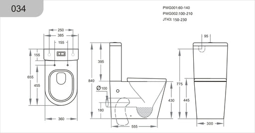 Alora Tornado Rimless Toilet Suite Dual Flush POSEIDON