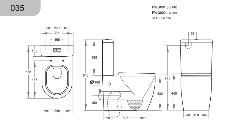 Dune Tornado Rimless Toilet Suite Dual Flush POSEIDON