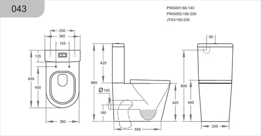 Sylea Tornado Rimless Toilet Suite Dual Flush POSEIDON