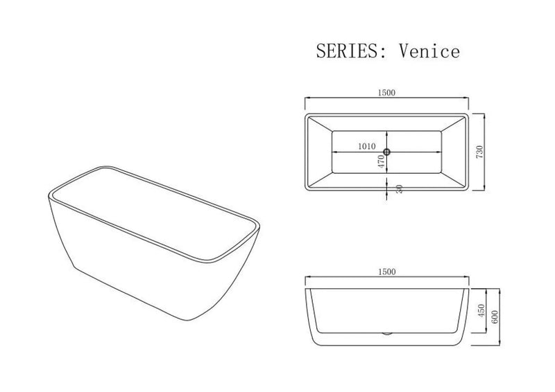 Venice Freestanding Bathtub - Gloss White mercioaustralia