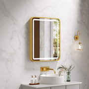Venus 600×750 / 750×900 / 1200×750mm LED Rectangular Mirror – Brushed Gold Frame mercioaustralia