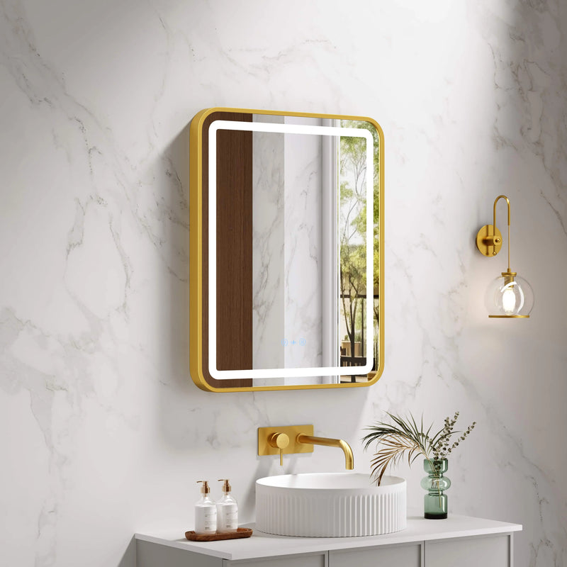 Venus 600×750 / 750×900 / 1200×750mm LED Rectangular Mirror – Brushed Gold Frame mercioaustralia