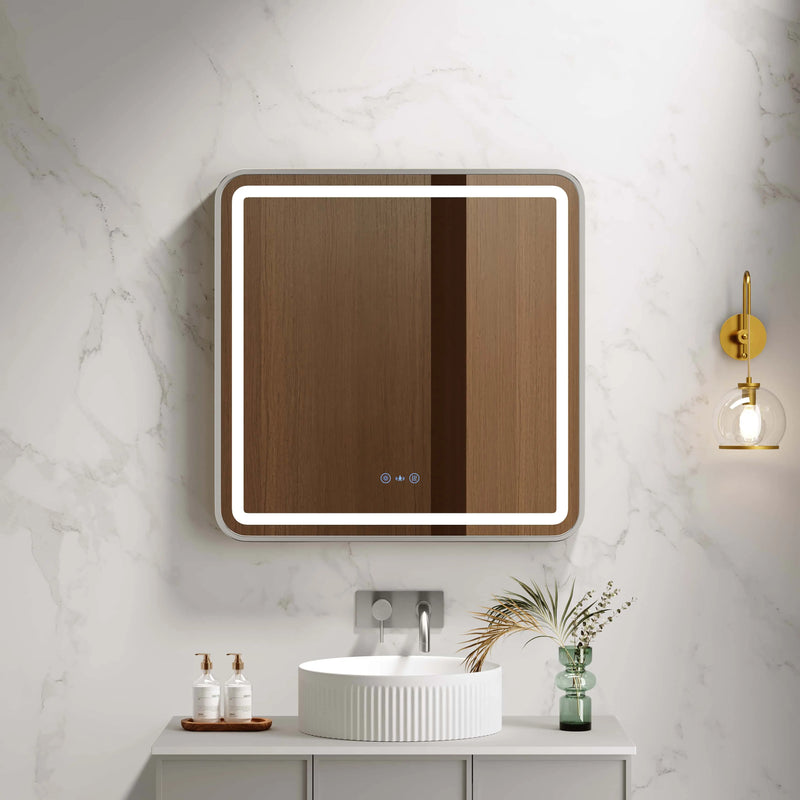 Venus 600×750 / 750×900 / 1200×750mm LED Rectangular Mirror – Brushed Nickel Frame mercioaustralia