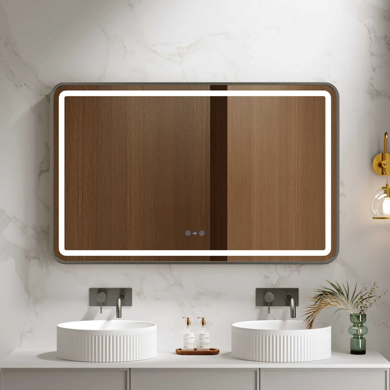 Venus 600×750 / 750×900 / 1200×750mm LED Rectangular Mirror – Gun Metal Frame mercioaustralia